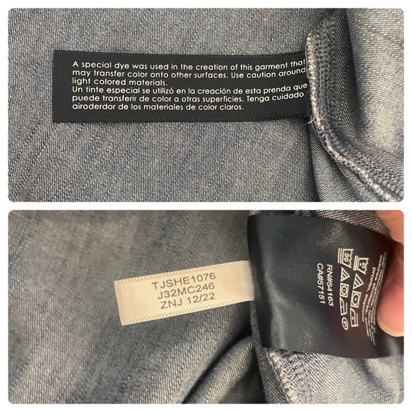 Tommy Hilfiger Chambray Flutter Sleeve Button Down Top - Picture 10 of 10